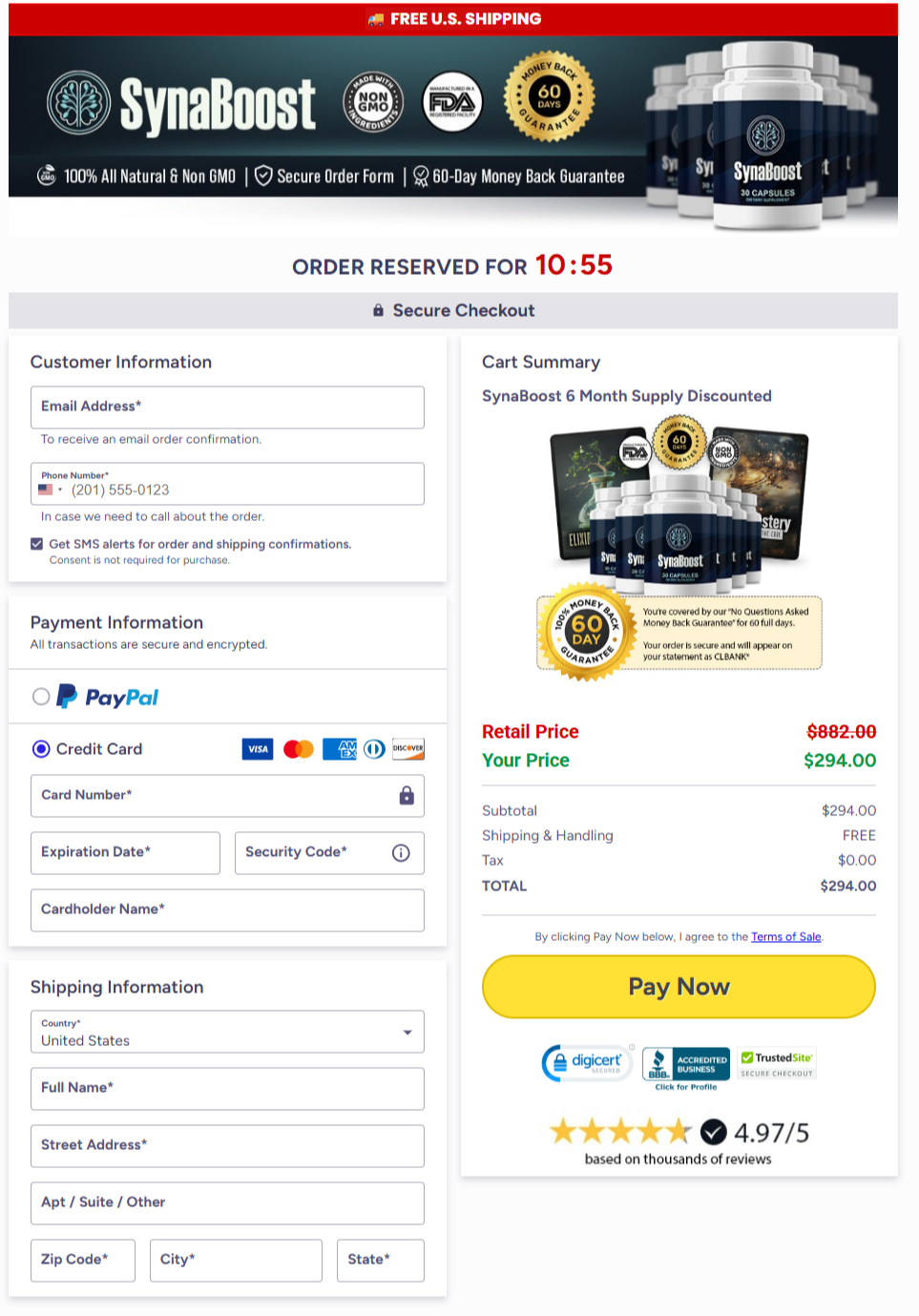 SynaBoost Official Website Secure Order Page